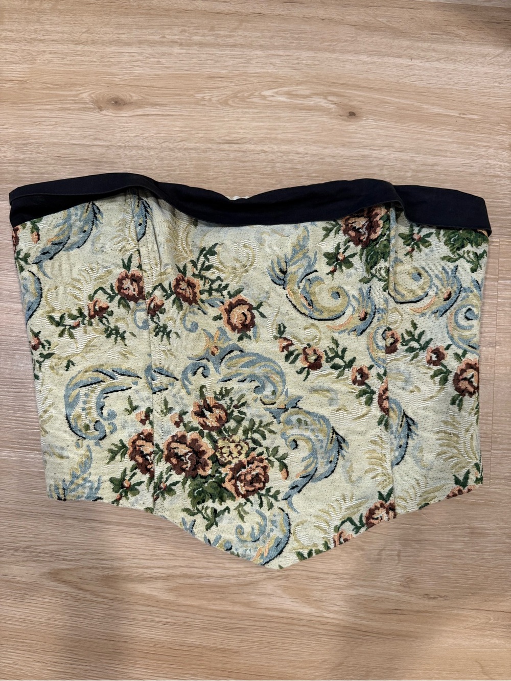 Princess Polly Floral Tapestry Bustier Top with Black Trim